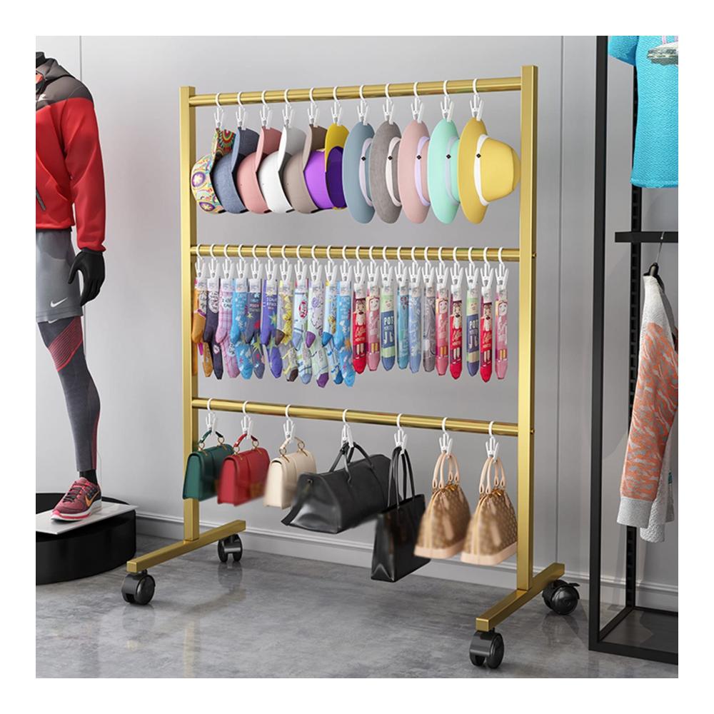 Goldener Metall-Hutständer Premium Mütze Schal & Handschuh-Organizer für Geschäfte Salons & Zuhause - Bewegliche Hutaufbewahrung mit Leichtigkeit - Eleganter Hutständer 80x40x105cm Einfache Montage