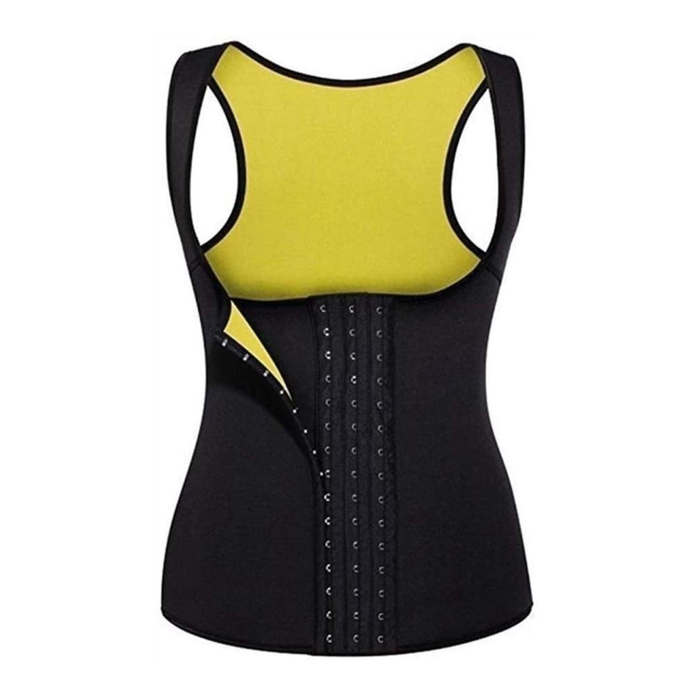 Sauna-Effekt Tanktop Damen Formender Taillenformer Korsett Neopren Abnehmen Shirt mit Shapewear-Effekt Fitness Weste für Figurformung (Schwarz XXL