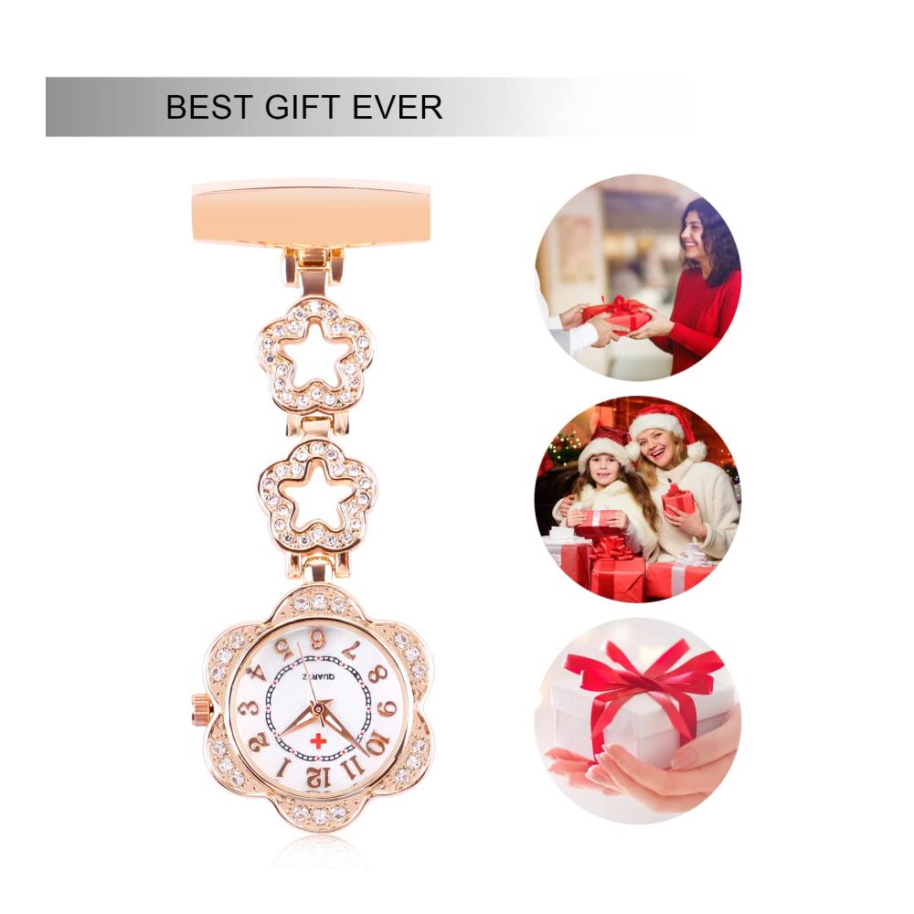 Retro Rose Gold Krankenschwester Clip-on Taschenuhr für Frauen – Stilvoll tragbare Metall Anhänger Brosche ideal für Krankenschwestern