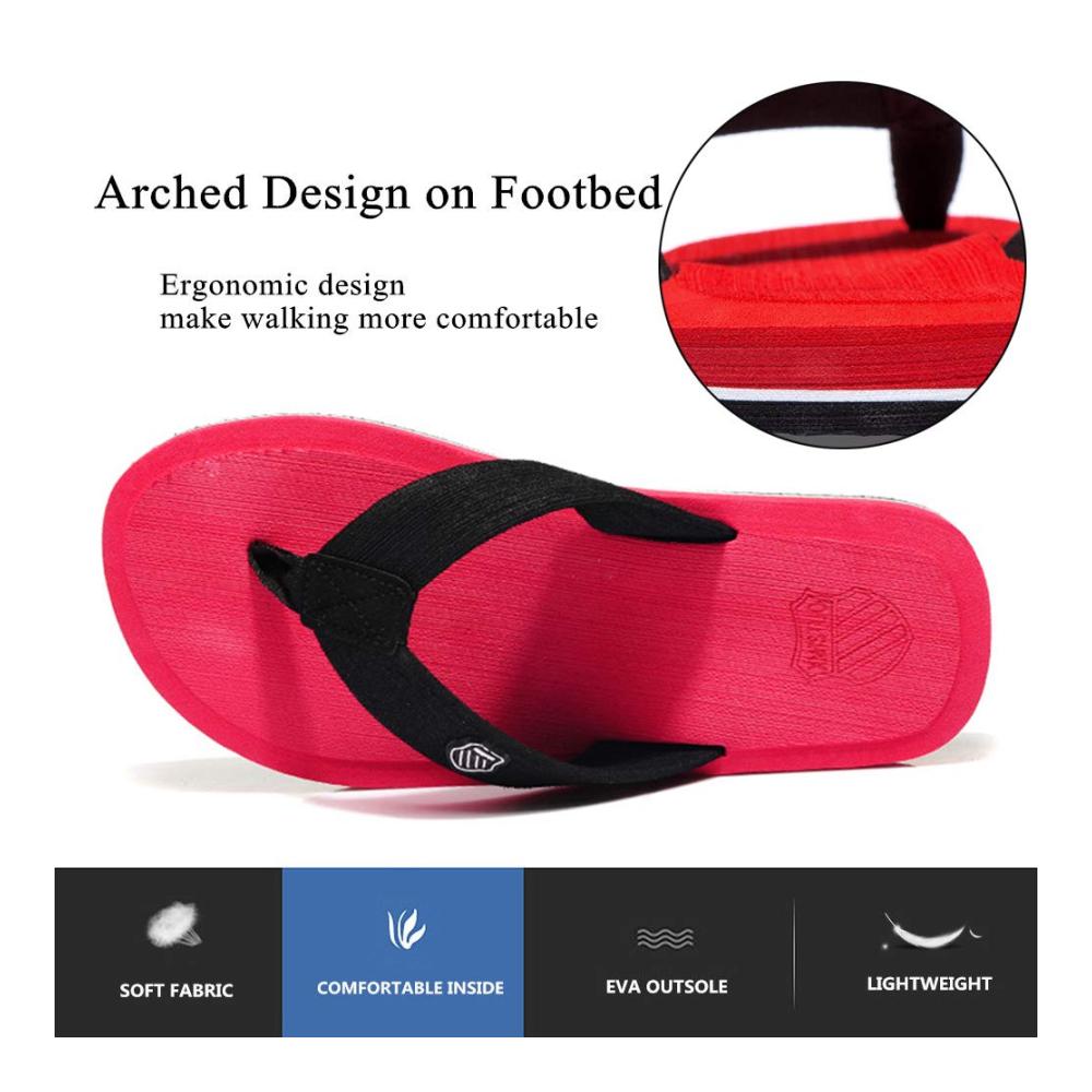 Leichte Unisex Zehentrenner - Bequeme Badelatschen für Damen und Herren in Rot (Größe 46 EU) - Rutschfeste Badeschlappen mit Weichem Tragekomfort - Sommer Flip Flops für Freizeit und Zuhause