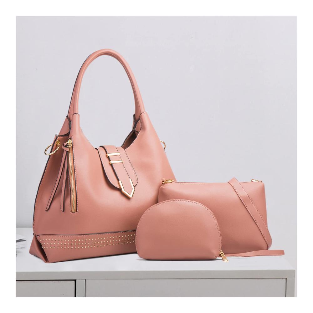 3-teiliges Set modischer Damenhandtaschen aus weichem PU-Leder Große Henkeltaschen Hobo- & Umhängetaschen
