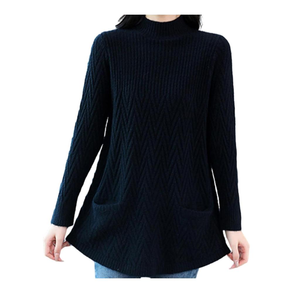 Bequemer Damen-Mantelpullover mit Halbem Rollkragen – Weiches kuscheliges und elastisches Design für kühle Tage