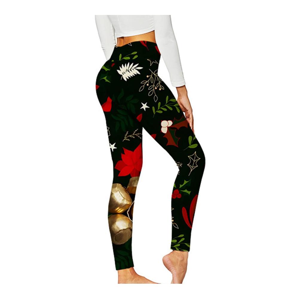 Festliche Weihnachtsleggings für Damen mit Schneeflocken- und Elchdruck – Yogahose für die Feiertage Sportliche Enge Dehnbar und Stilvoll