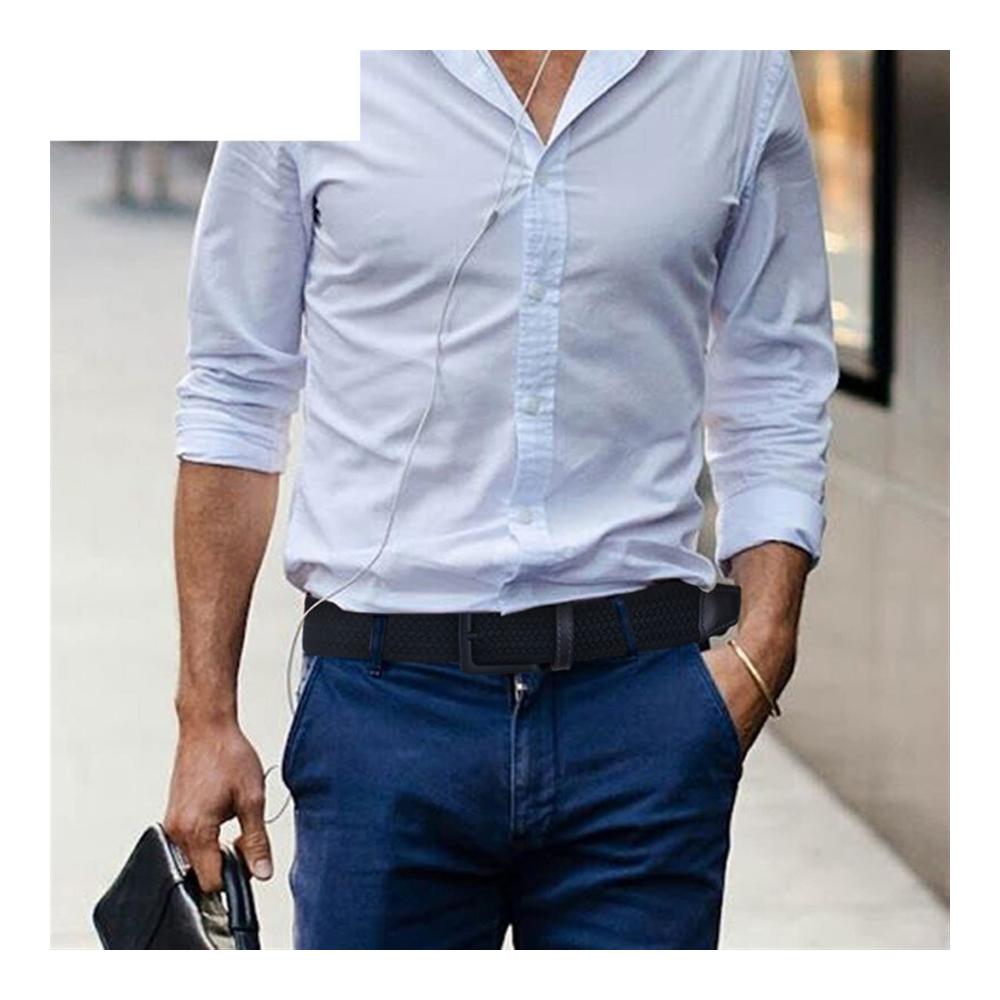 Mode Damen Gürtel Elastischer Leinwandgürtel mit Metall Dornschließe für Hosen & Jeans (120cm Braun