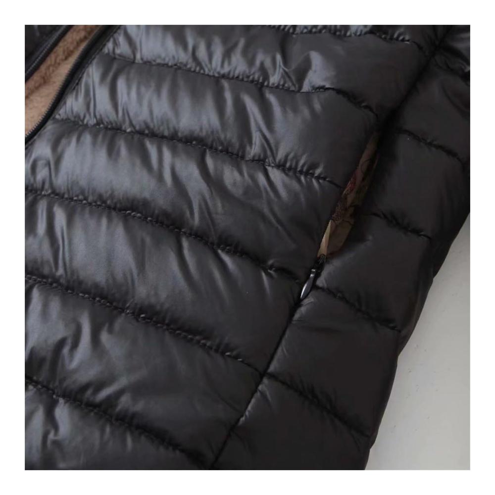 Daunenjacke Damen Lang | Leichte Übergangsjacke mit Kapuze Tasche und Baumwollfutter | Steppjacke in Winterjackenoptik | Größe wählbar | Damenjacke als ideale Fleecemantel und Plüschjacke