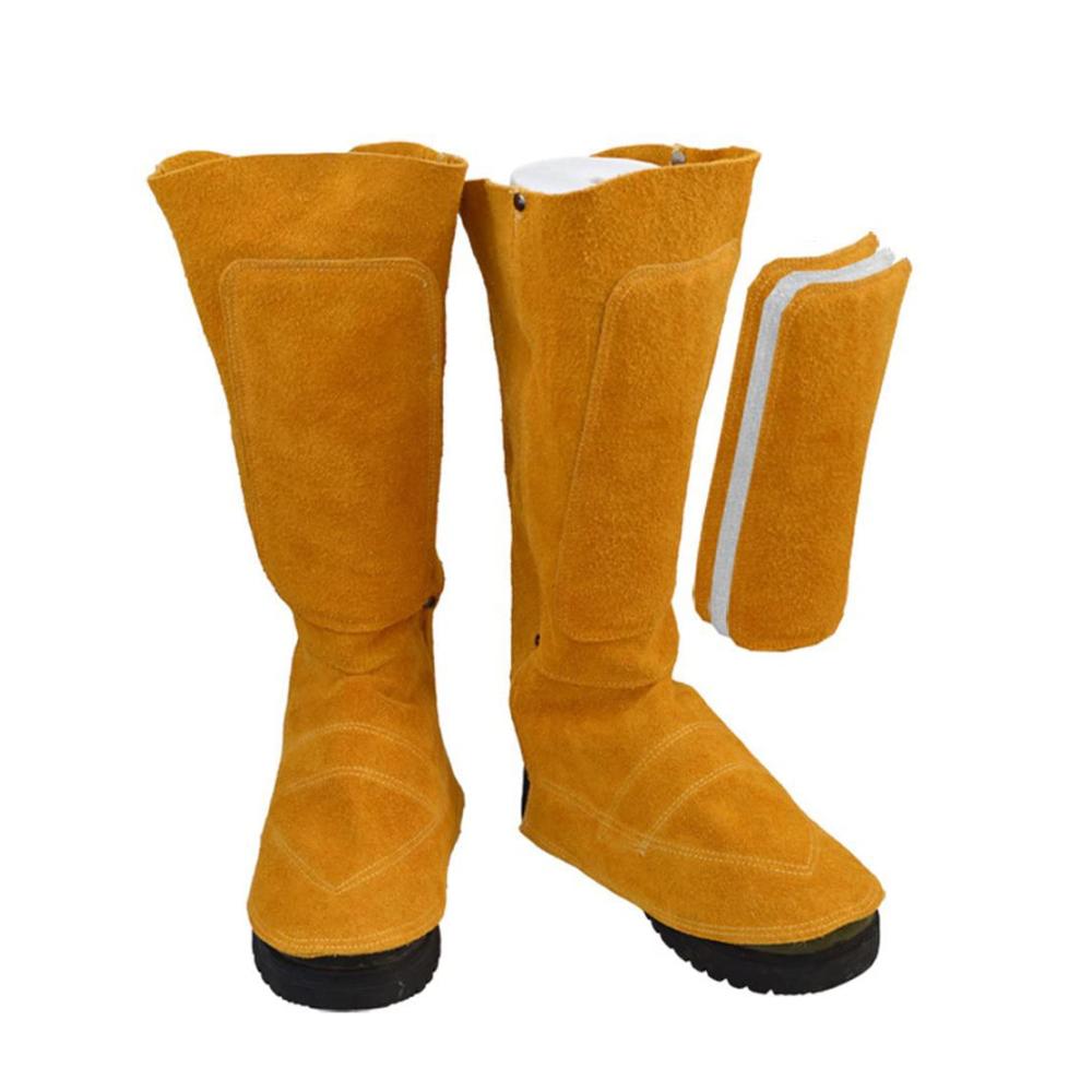 Arbeits- & Baustellenstiefel für Herren - Hitzebeständiges Rindsleder schweißresistente Gamaschen lange Schuhe für Schutz und Sicherheit