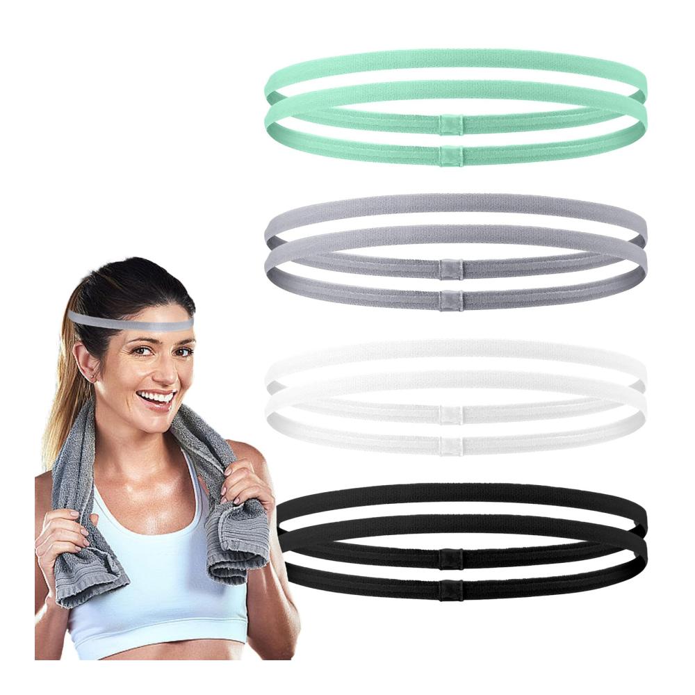Silikon-gefütterte Sport-Stirnbänder für Erwachsene (8 Stück) - Rutschfeste Yoga-Stirnbänder für Golf Fitnessstudio Camping Laufen und Tennis
