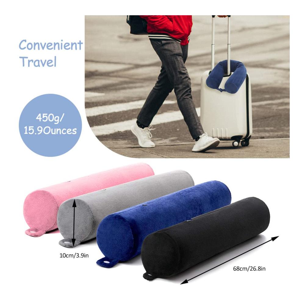 Memory Foam Nackenkissen für unterwegs - Reisekissen U-Form Gefaltetes Nackenhörnchen mit Stützfunktion für Flugzeug Bus Bahn - Tyuodna Komfortkissen (Blau