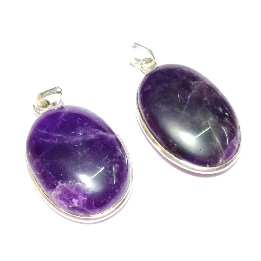 Natürlicher Amethyst Cabochon Anhänger - Handgefertigtes 925er Sterlingsilber Schmuckstück