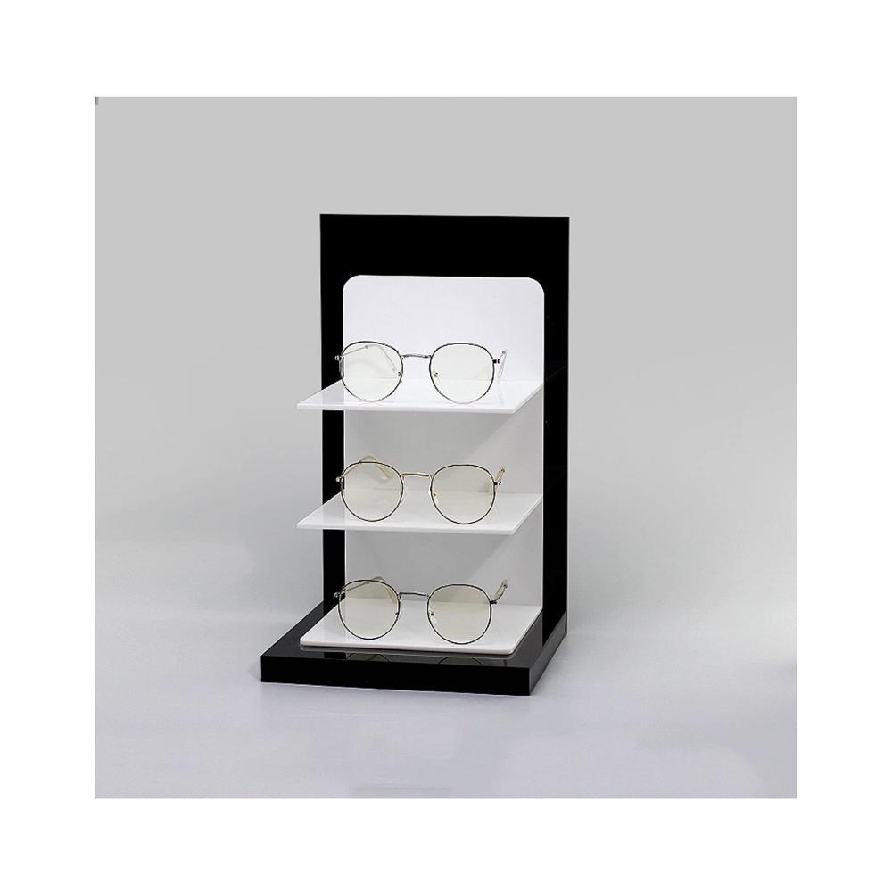 Brillenetuis & Brillenständer 3er Set Acryl-Sonnenbrillen-Ständer in Schwarz-Weiß für Einzelhandel – THEPTOP Showcase für Brillenlagerung & Verkaufsförderung