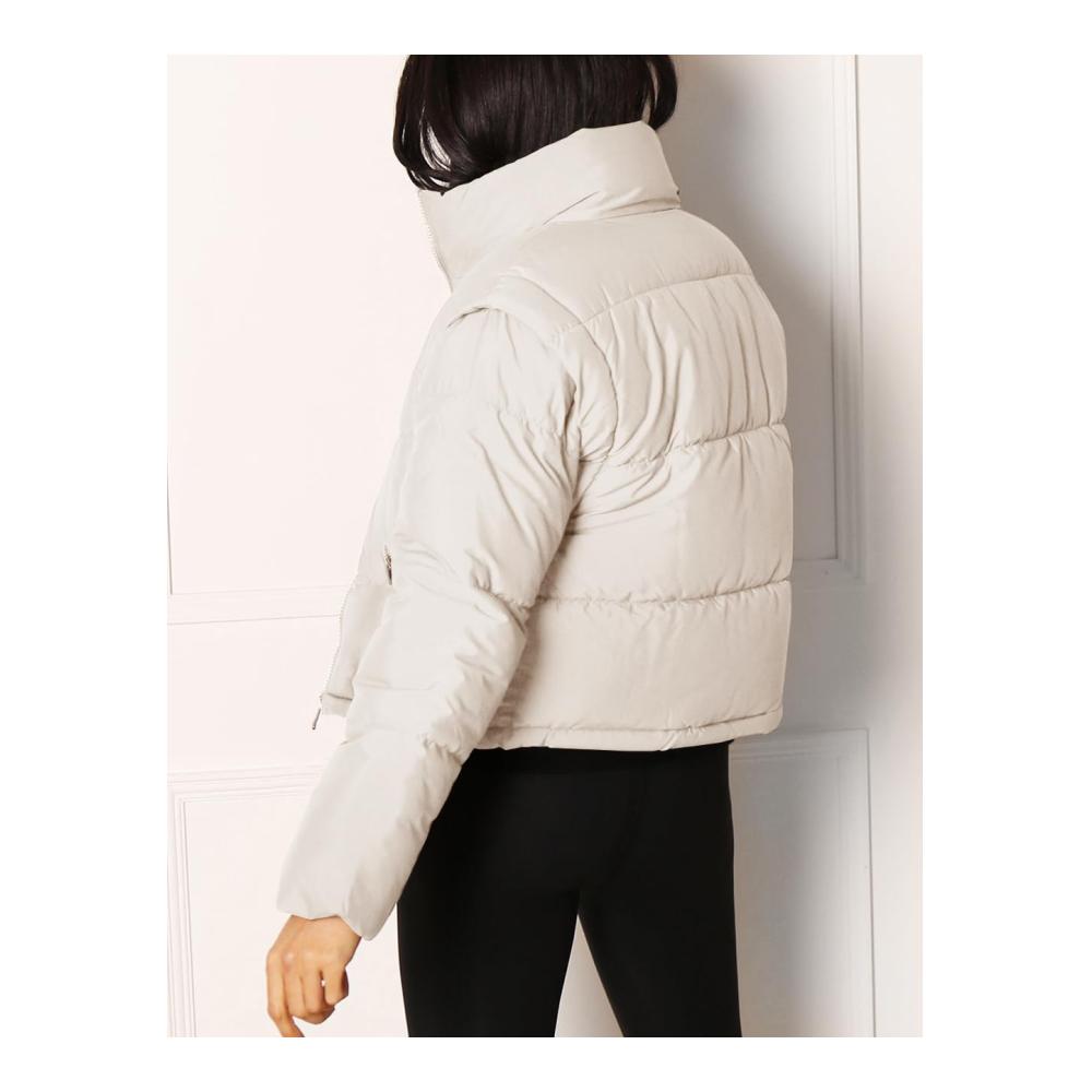 Cicy Bell Damen Puffer Jacke - Winter Weste mit Abnehmbaren Ärmeln Kurz Mäntel Stand Kragen - Stilvolle Damenweste für kalte Tage