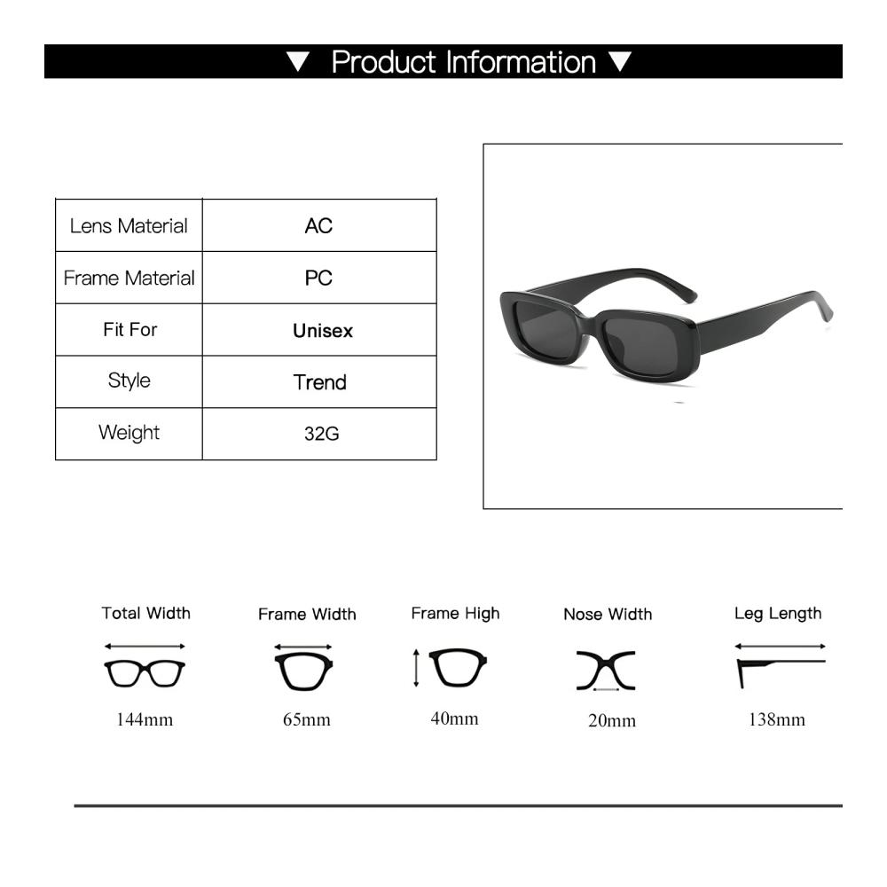 Damen Herren Vintage Retro Rechteckige Sonnenbrille - Stilvolle Modebrille mit UV400 Schutz in Schwarz-Weiß
