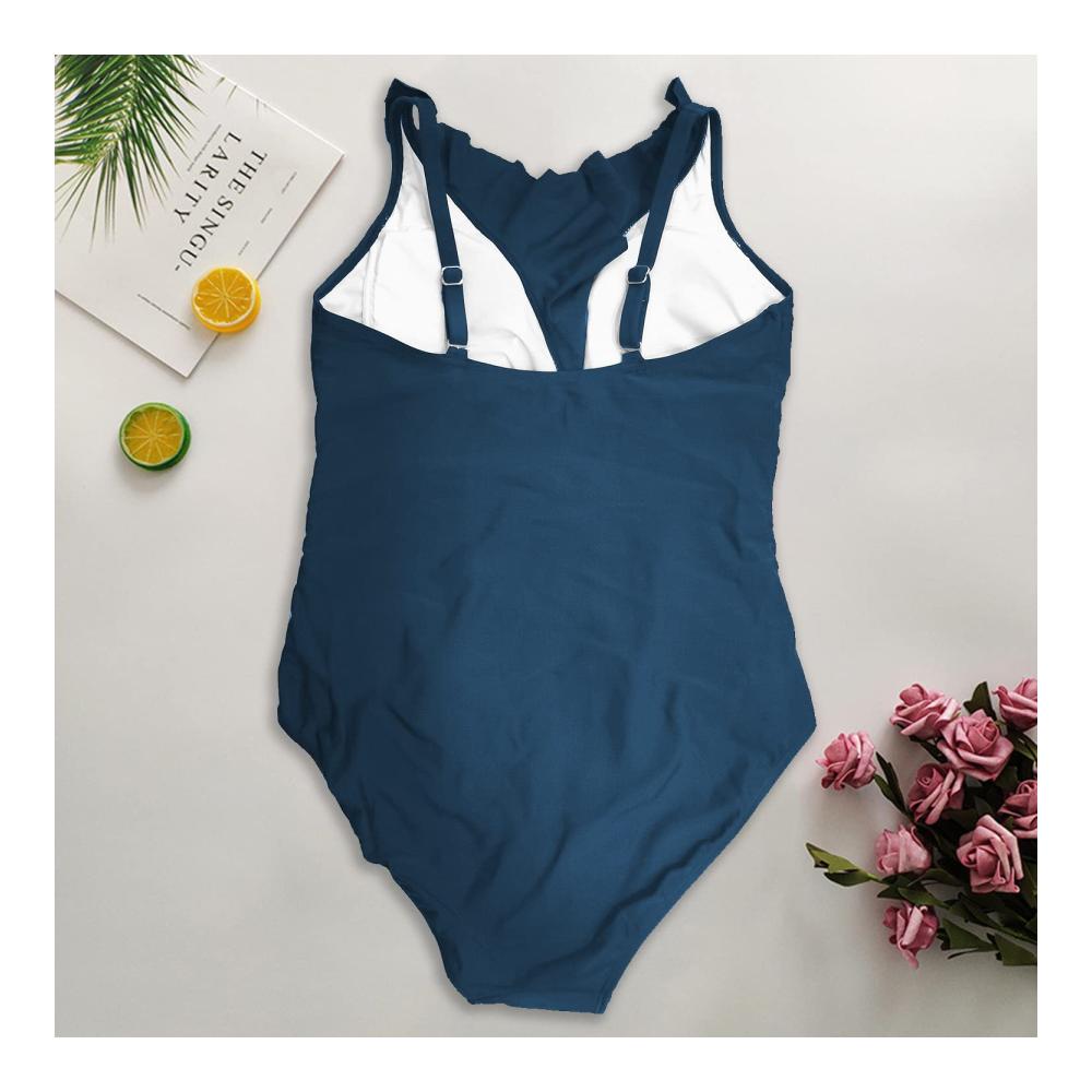 Badeanzug Damen Figurschmeichelnder Shape Swimwear von HOMEYA mit Rüschen für Kurven - Bauchweg Monokini Einteiler