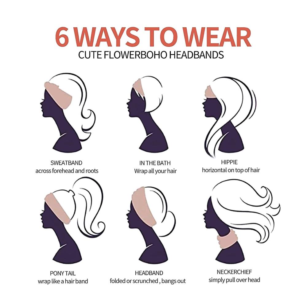 6er Pack Sport-Stirnbänder ANROI für Frauen - Elastische Haarbänder für Yoga Workout Gymnastik - Baumwolle Breites Kopftuch Sommer-Bandana - Haar-Accessoires für aktiven Lifestyle