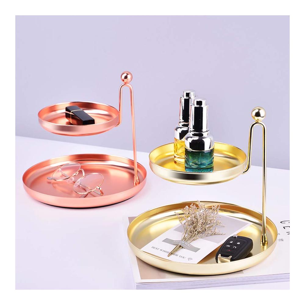 Goldener 2-Tier Schmuckständer Schmucktabletts für Ketten Ringe Uhren & mehr - Lanhope Schmuckhalter und Kosmetikorganiser für Schlafzimmer und Küche