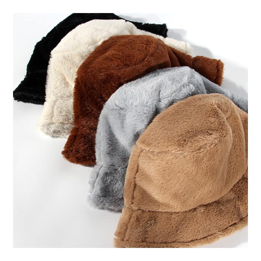 Herren Damen Winter Fischerhut - Eimer Mütze mit Kaninchenfell Angeln Kappe für Herbst Warme Beanie Hüte
