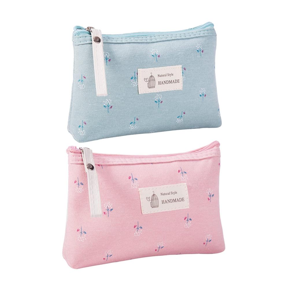 Bedruckter Canvas Kosmetikkoffer Set - 2-teilige Reißverschluss Schminktasche für Reisen und Kosmetikorganisation