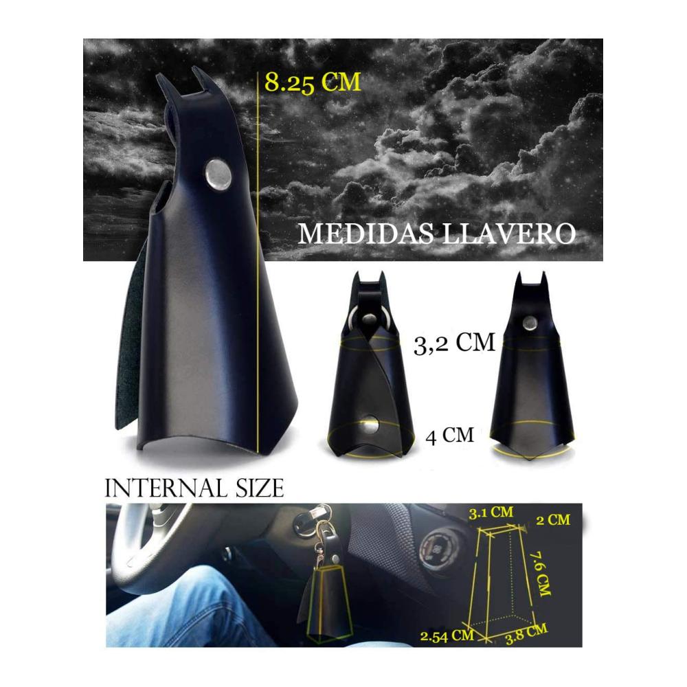 Herren Leder-Schlüsselanhänger mit Fledermaus-Superhelden-Design | Brieftaschen-Set für Auto- und Motorradschlüssel | Originelles Geschenk - Kunstleder Schwarz