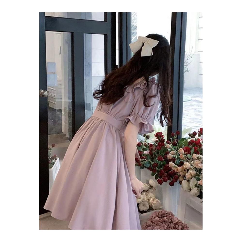 Pareos & Strandkleider Japanische Süße Lolita Kleider mit Rüschen Puffärmeln und Halfter für Damen - Kawaii Stil Kurze Kleider