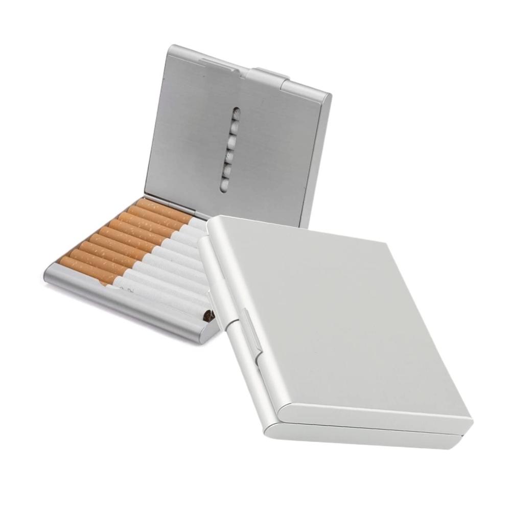 Leichtes Aluminium Zigarettenetui - Extra Schlankes Metall Zigarettenetui für 20 Zigaretten Klassisch Elegant für Männer (Silber