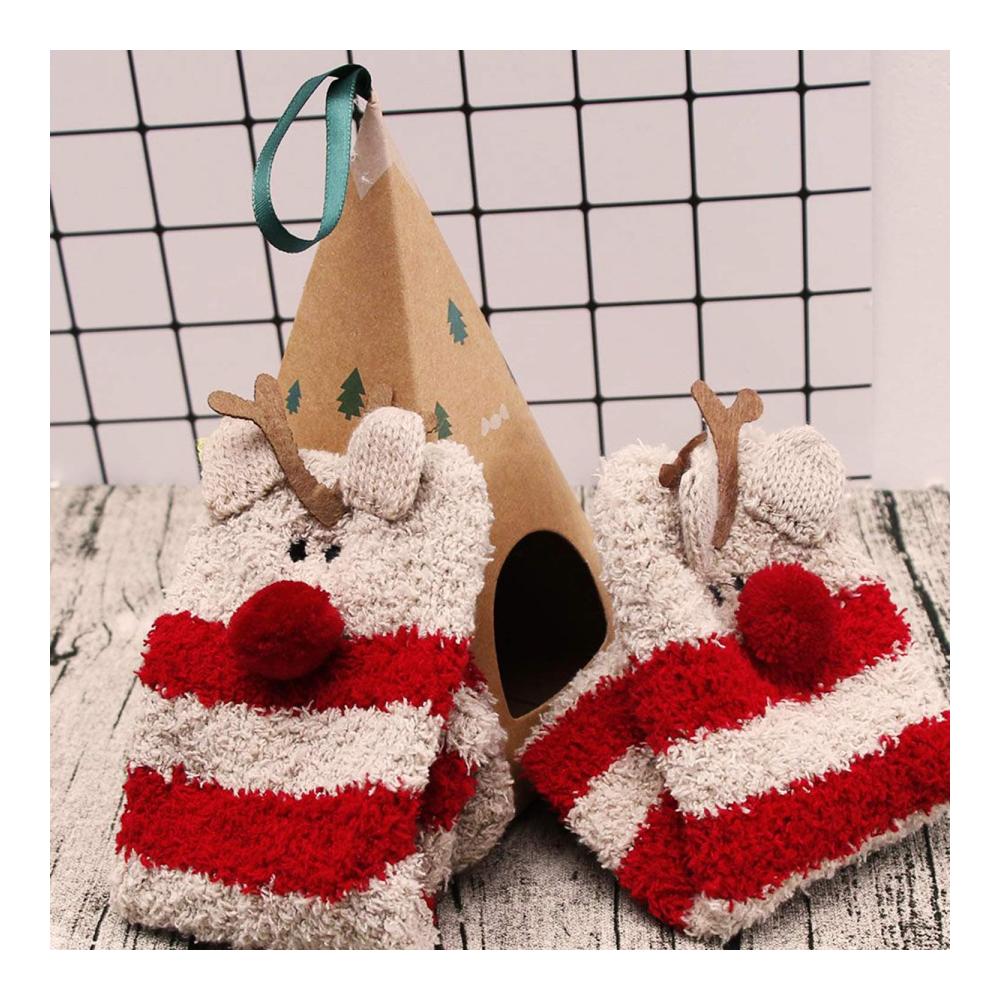 Damen Stoppersocken Set 3 Paar Kuschelsocken mit Weihnachtsmotiven - Weihnachtsmann Schneeflocke Weihnachtsbaum | Korallenvlies-Wintersocken für maximale Wärme und Gemütlichkeit
