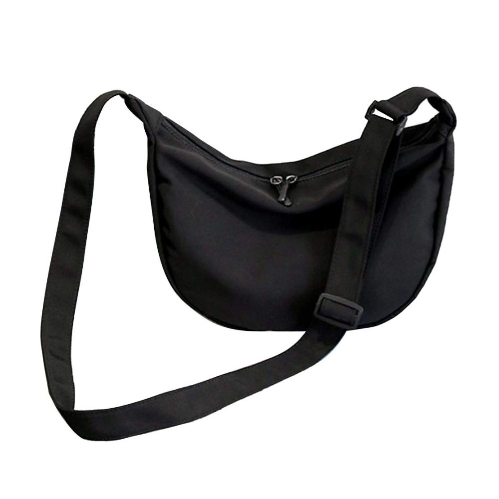 Schwarze Damen Nylon Umhängetasche – Stilvolle Messenger-Bag für Studentinnen Ein-Schulter-Dumpling-Design Modische One-Shoulder-Umhängetasche