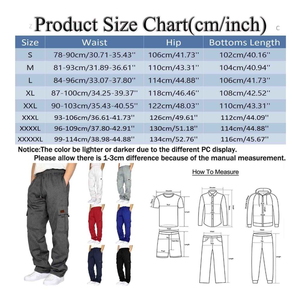 Herren Jogginghose 2023 Chino Cargo Hose aus Baumwolle Elastische Taille Kordelzug Taschen - Casual Sweatpants für Sport und Freizeit (Regular Fit