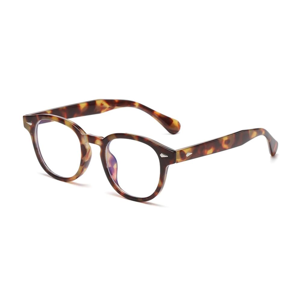 Retro Blaulichtfilter Brille - Vintage Runde Brillenfassungen mit Klarer Linse für Blaulicht-Blockierung Ohne Sehstärke