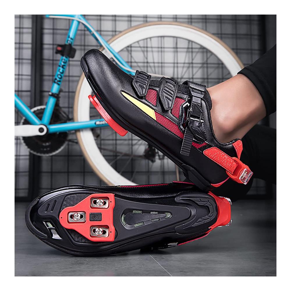 Rennrad-Sneaker mit Klettverschluss und SPD-Pedal - Herren Fahrradschuhe für Outdoor mit Nachtsicherheitslichtern