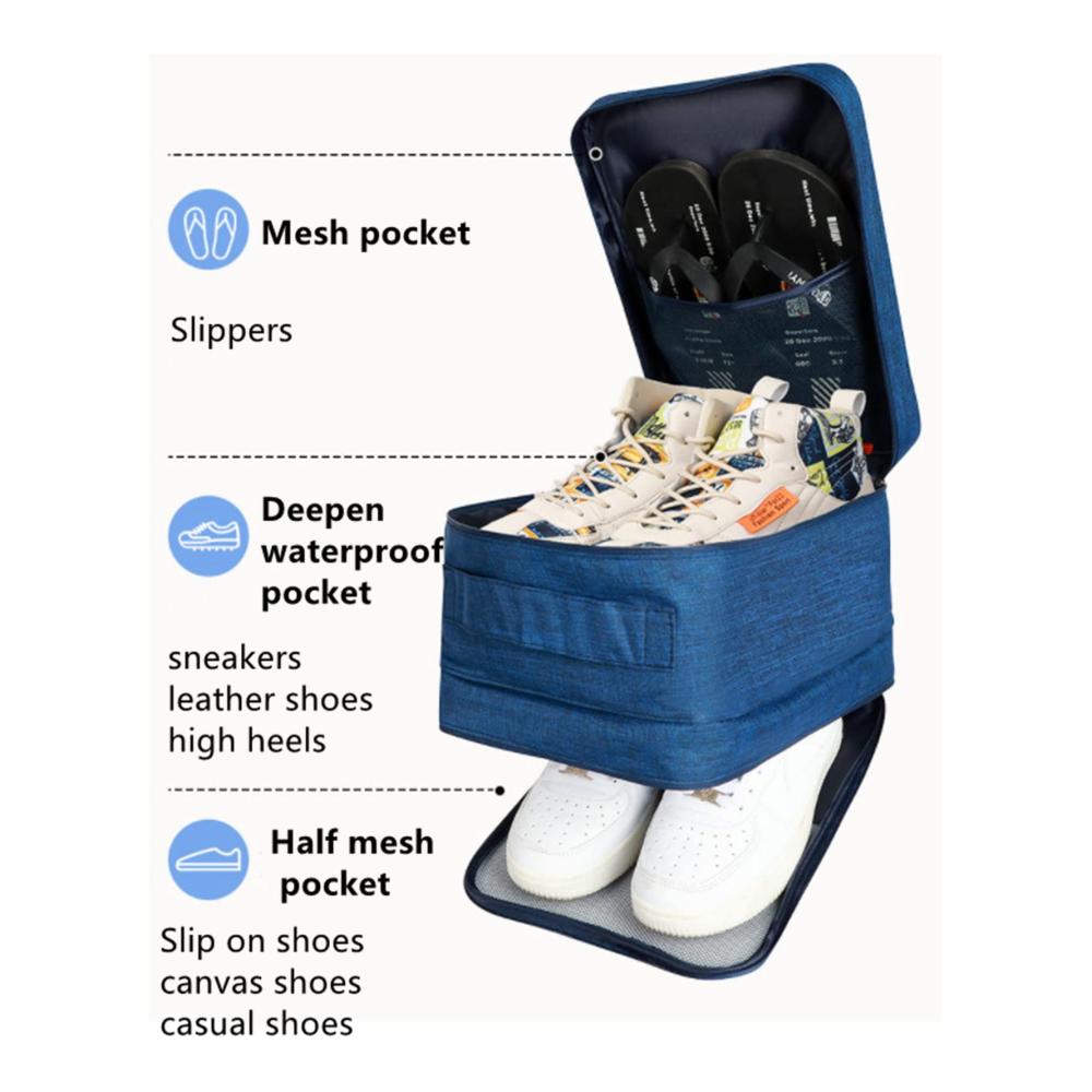 3-Paar Reise-Schuhtasche Wasserdichte Aufbewahrung mit Griff für portable und tägliche Nutzung (Grau L