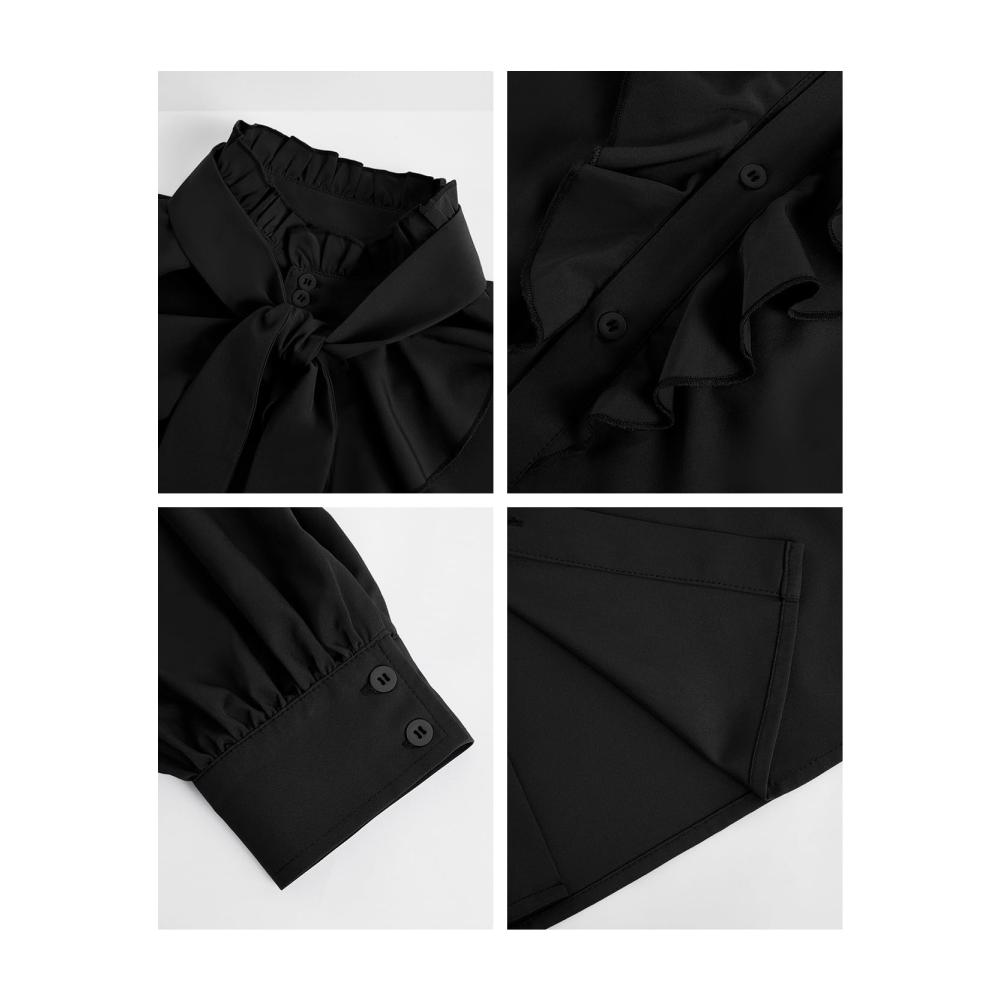 GAMISOTE Herren Freizeithemd mit Rüschen | Langarm Mittelalter Renaissance Gothic Shirt | Steampunk Style in Schwarz | Größe 3XL