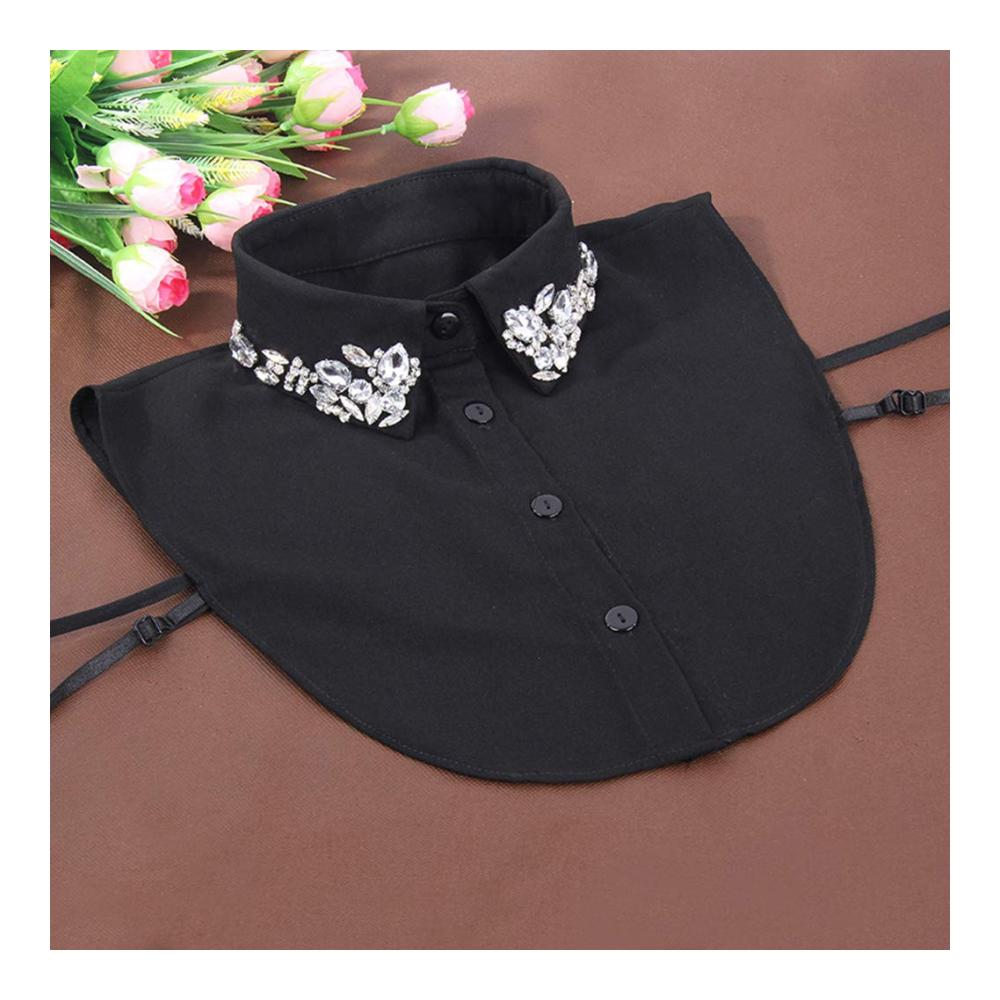 Abnehmbarer Blusenkragen für Damen - Eleganter Chiffon-Kragen mit Water Drop Crystal Rhinestones Krageneinsatz für Blusen und Tuniken Damenmode mit abnehmbarem Schmuckkragen