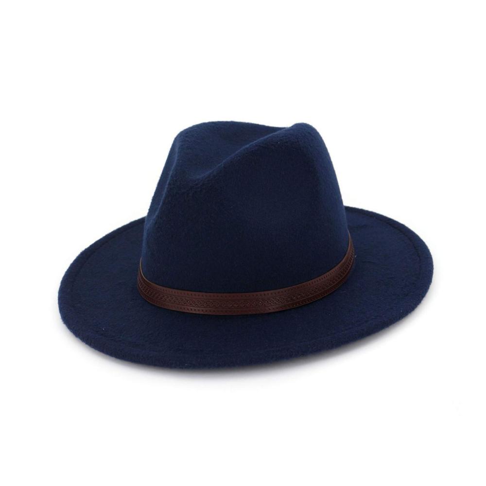 Schwarzer Filzhut mit Breiter Krempe und Gürtel - Fedora & Trilby Mützen für Damen und Herren