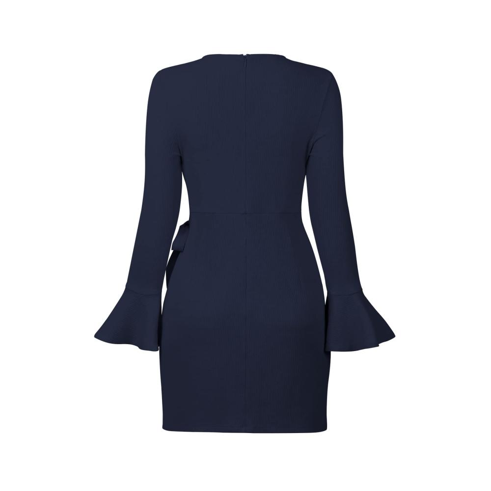 Herbstkleid Damen Langarm Strickkleid mit Rundhalsausschnitt Pulloverkleid Elegant Midikleid Frauen Klassisches Casualkleid - Ideales Umstandskleid