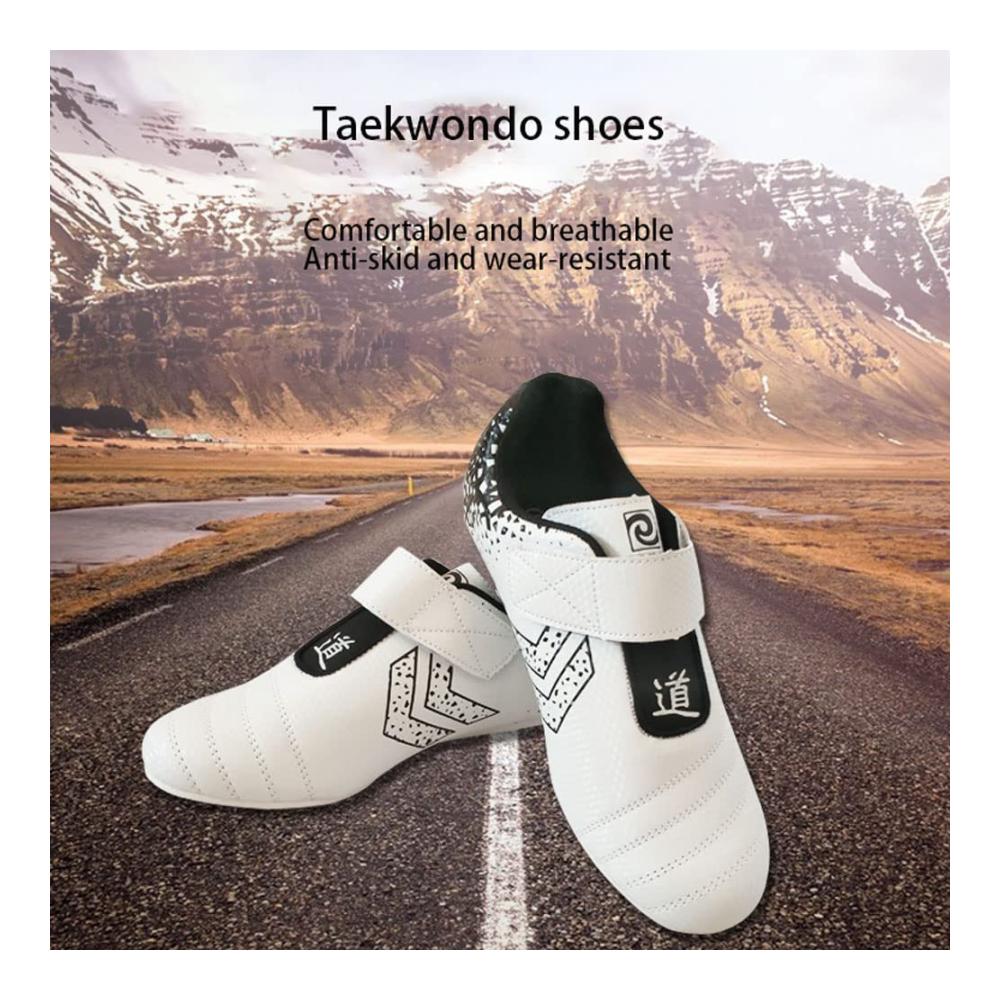 Taekwondo Schuhe - Leichte Kampfsportschuhe für Männer und Frauen | Atmungsaktiv rutschfest ideal für Boxen Kung Fu Taichi | Weiß - Größe 36