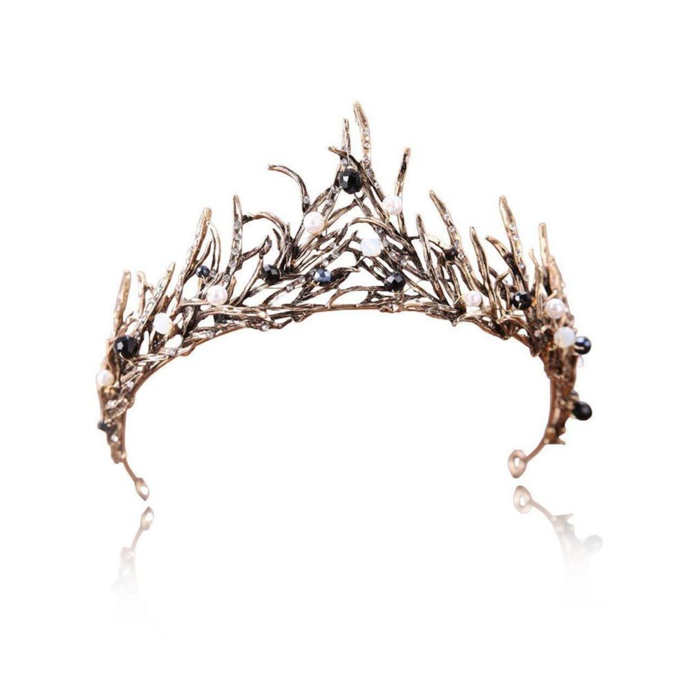 Schwarze Perle Diadem Vintage Haarkrone für Braut Hochzeit & mehr