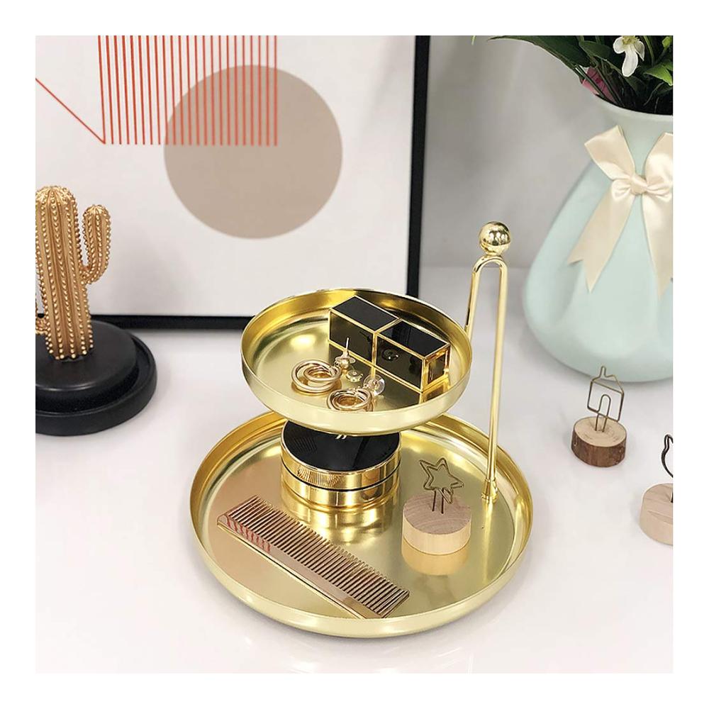 Goldener 2-Tier Schmuckständer Schmucktabletts für Ketten Ringe Uhren & mehr - Lanhope Schmuckhalter und Kosmetikorganiser für Schlafzimmer und Küche