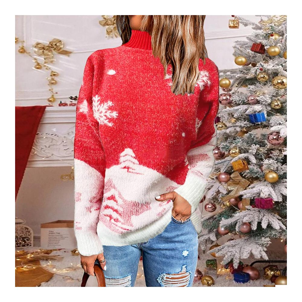 Damen Kapuzenpullover Rollkragen Basic mit Slim Fit für Winter – Langarm Strickpullover in Solide Sweatshirts Design A56