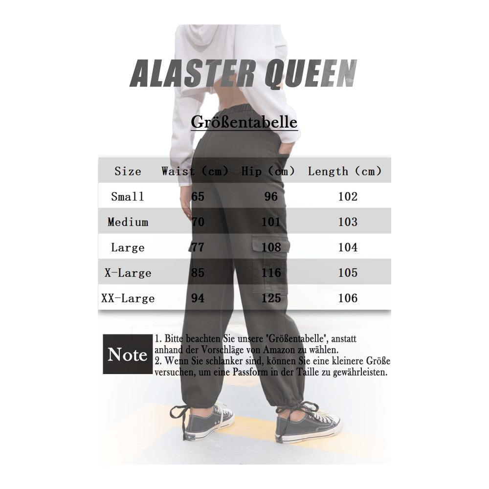 Hoch taillierte Damen-Cargohose Alaster Queen | Y2K Baggy Wanderhose mit Multi-Taschen | Stretch High-Waist Hose für Damen