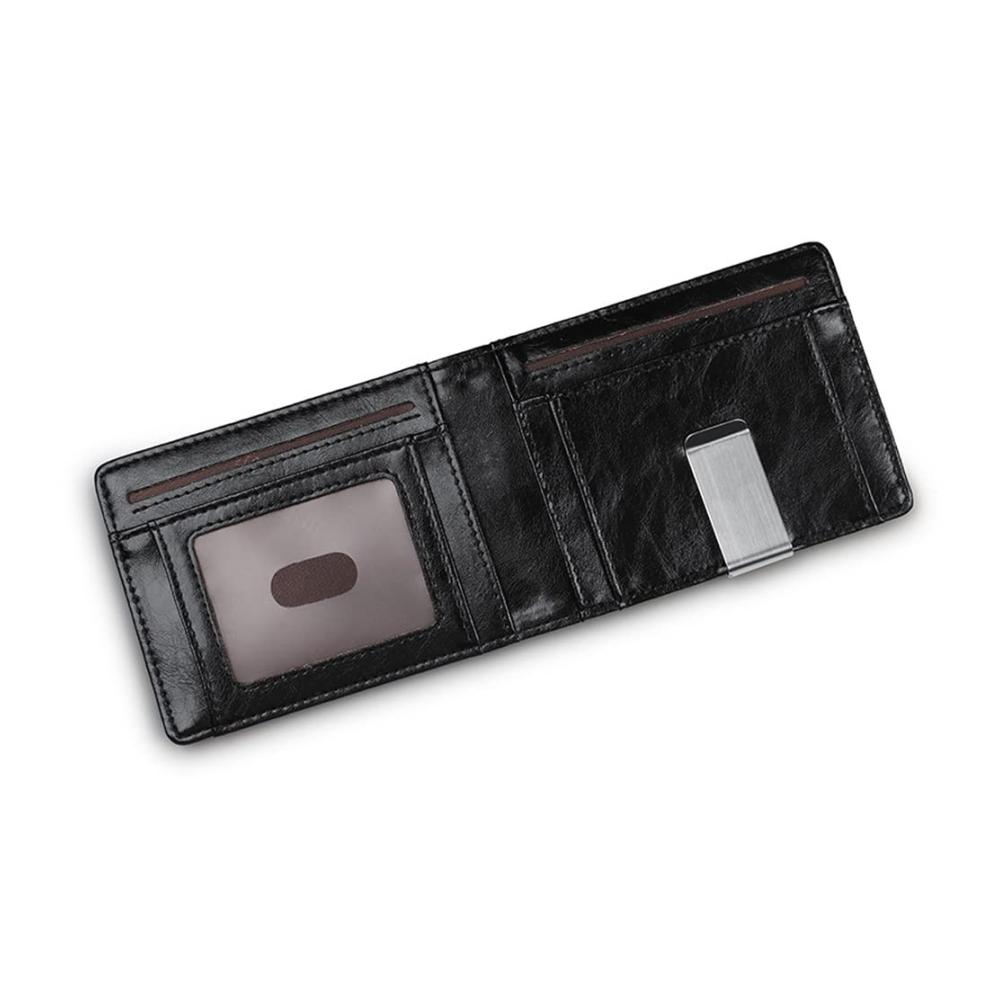 Herren RFID Leder Geldbörse mit Münzfach und Geldklammer - Hochwertige schwarze Zweifach-Geldbörse aus weichem Leder minimalistisches Kreditkartenetui mit RFID-Blockierung