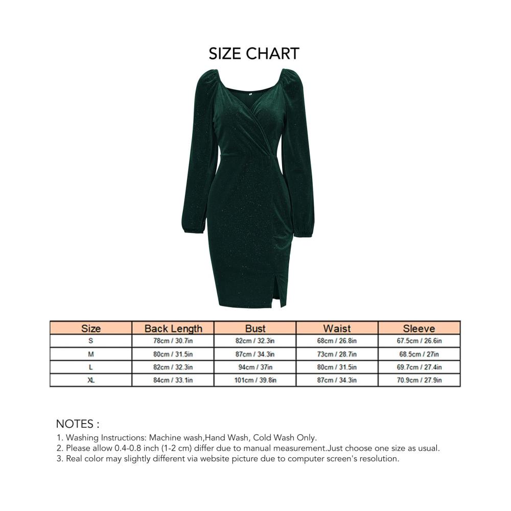 Party Ejoyous Damen Wickelkleid - Elegantes Langarm-Samtkleid mit V-Ausschnitt funkelndem Glitzer modischem Split-Saum und gerüschtem Design. Perfektes Cocktailkleid für Party Club und Urlaub