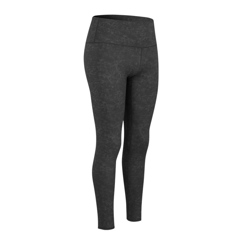 Leggings Damen Hochwertige Scrunch Fitnesshose in Dunkelgrau Meliert mit Camouflage Leopardenmuster hoher Taille und Hüfterhöhung - XXL Laufleggings Yogahose Sporthose