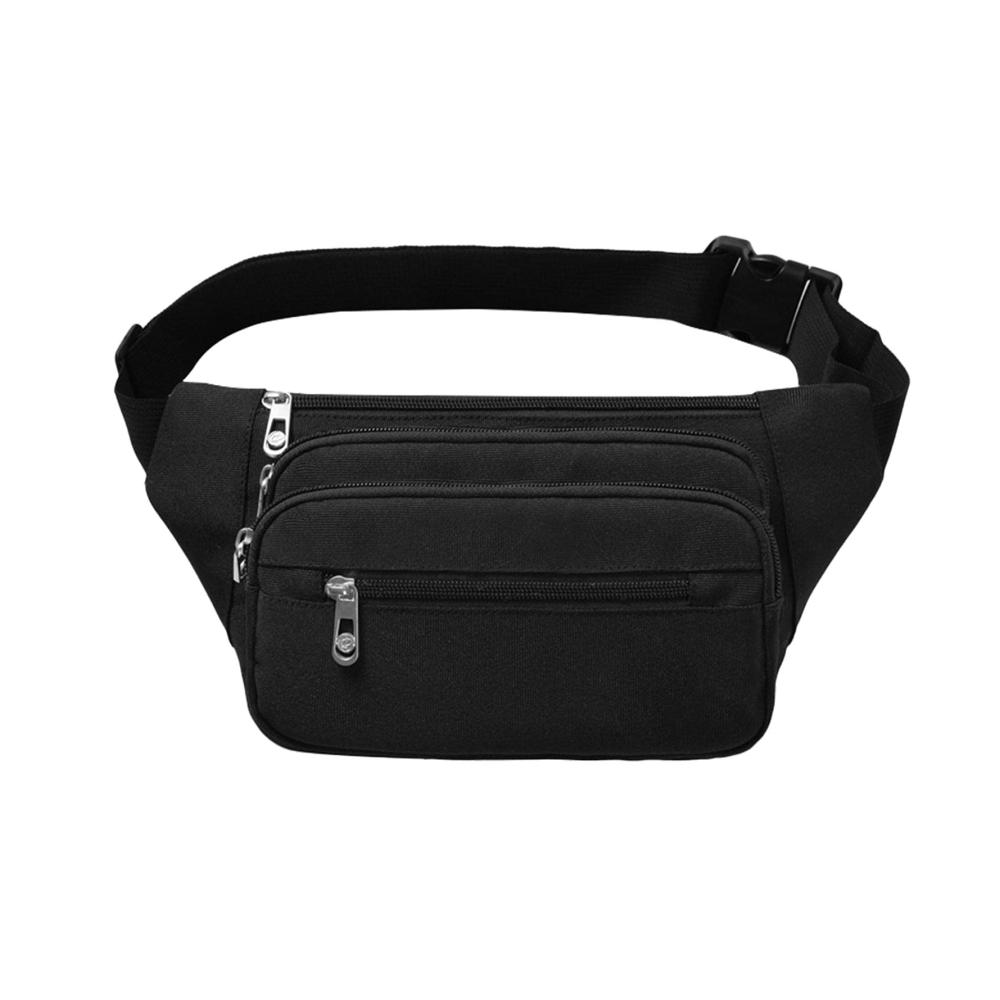 Schwarze Hüfttasche mit Mehrfachtaschen für Sport Festival und Reisen