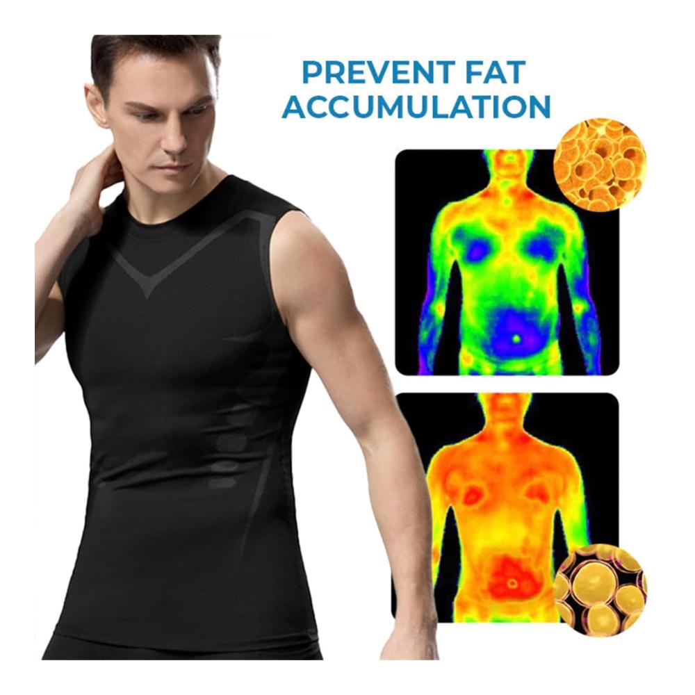 Herren Kompressionsunterhemd XL in Schwarz - Hochleistungs-Shapingweste aus Ice-Silk Atmungsaktiv & Komfortabel - 2023 Neuversion