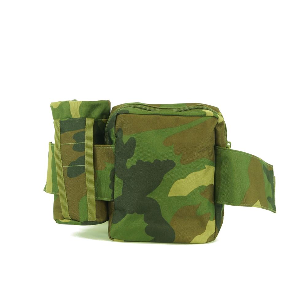 Camouflage Hüfttasche mit Flaschenhalter - Military Style Bauchtasche mi 5 Fächern & verstellbarem Gürtel