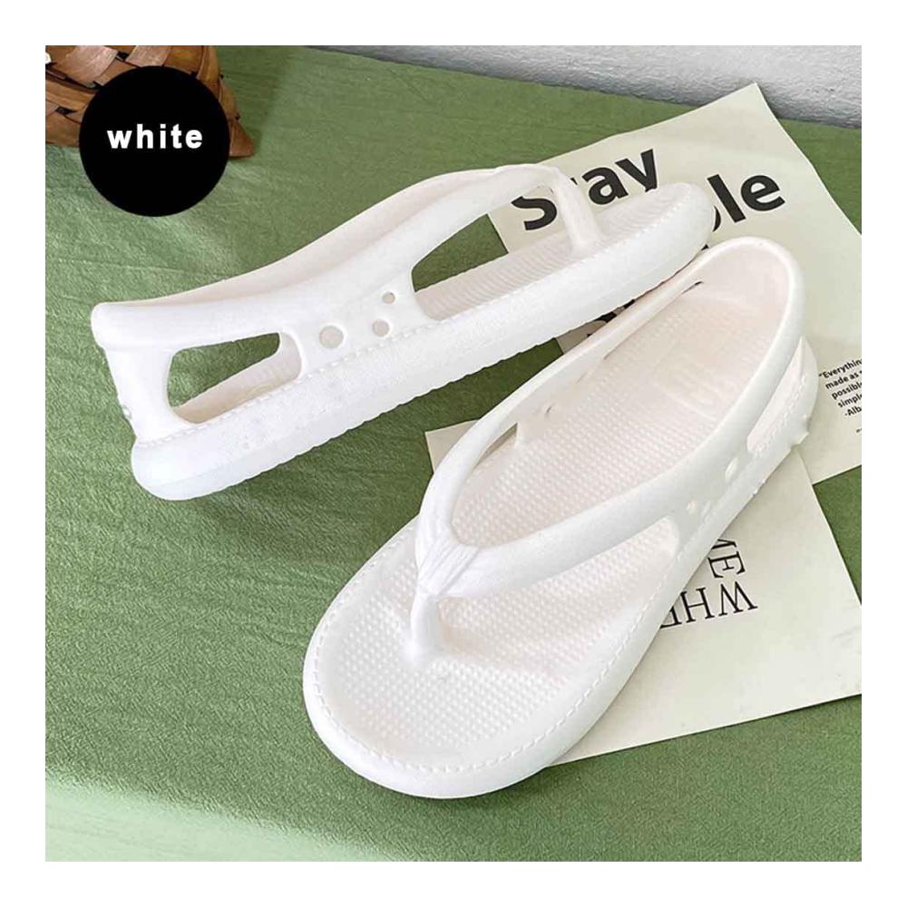 Sommerliche Zehentrenner Sandalen Damen | Unisex Strand Flip Flops mit Dicker Sohle | Rutschfeste Hausschuhe für Draußen und Bad | Schnell trocknende Paar Schuhe (42-43 Weiß