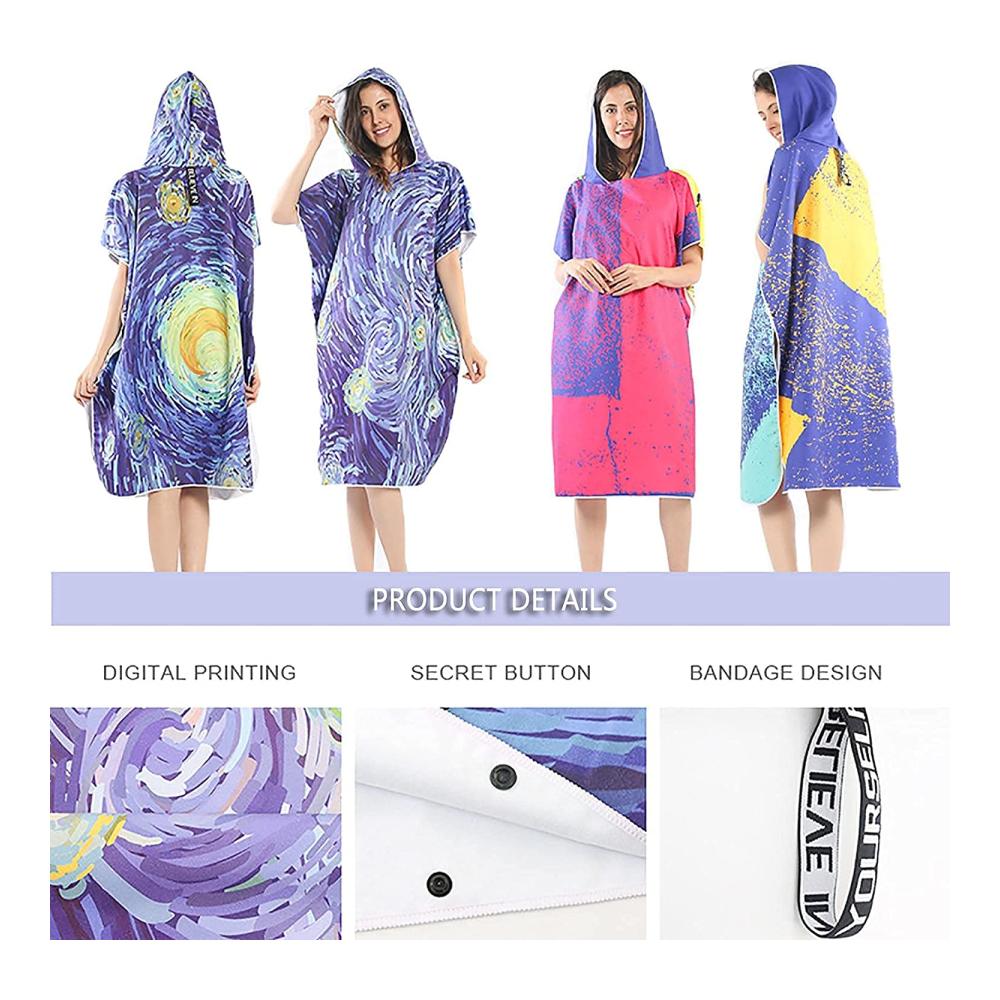 Surf Poncho & Kapuzenhandtuch - Wickeltuch Robe aus Dicker Mikrofaser für Erwachsene Schnell Trocknend und Warmhaltend beim Surfen und am Strand - Leichte und Bequeme Kleidung Wechseln