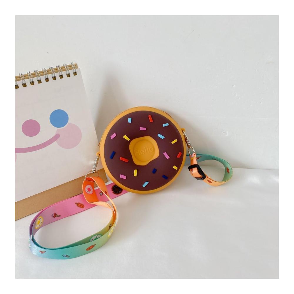 Münzbörsen Donut Geldbörse Silikon Tasche in Schokoladenbraun für kleine Fashionables