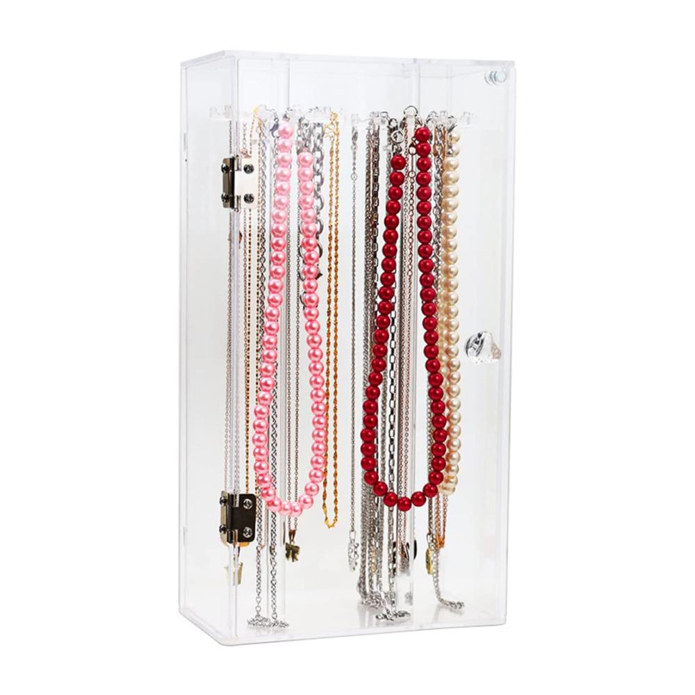 24-Haken Acryl-Schmuckständer Drehbarer Staubdichter Halsketten-Organizer für Damen und Mädchen