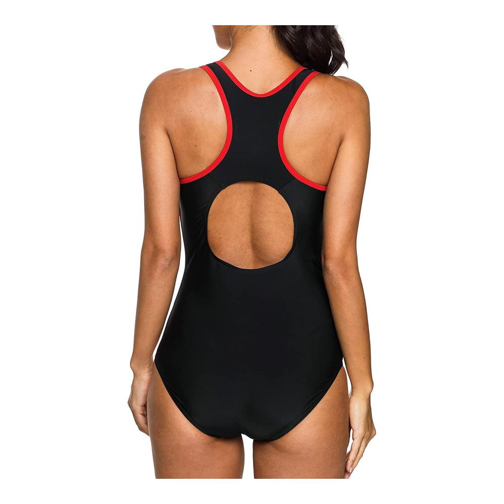 Attraco Damen Badeanzug mit Bauchweg-Effekt und Push-Up – Einteiliger Schwimmanzug für Sport und Bademode